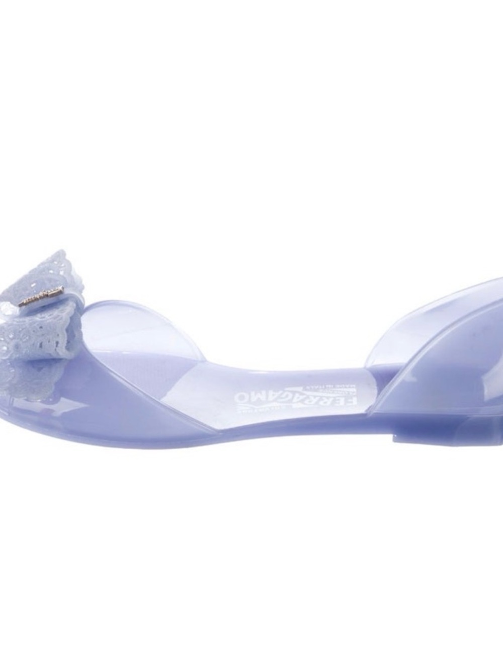 Salvatore Ferragamo Lavender Jelly Bow Flat Sandals